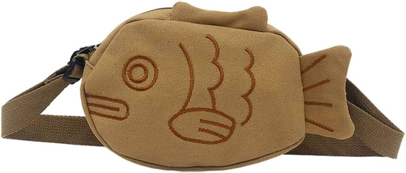 BXCNCKD Cute cartoon fish canvas messenger bag embroidered girl messenger bag - Image 1